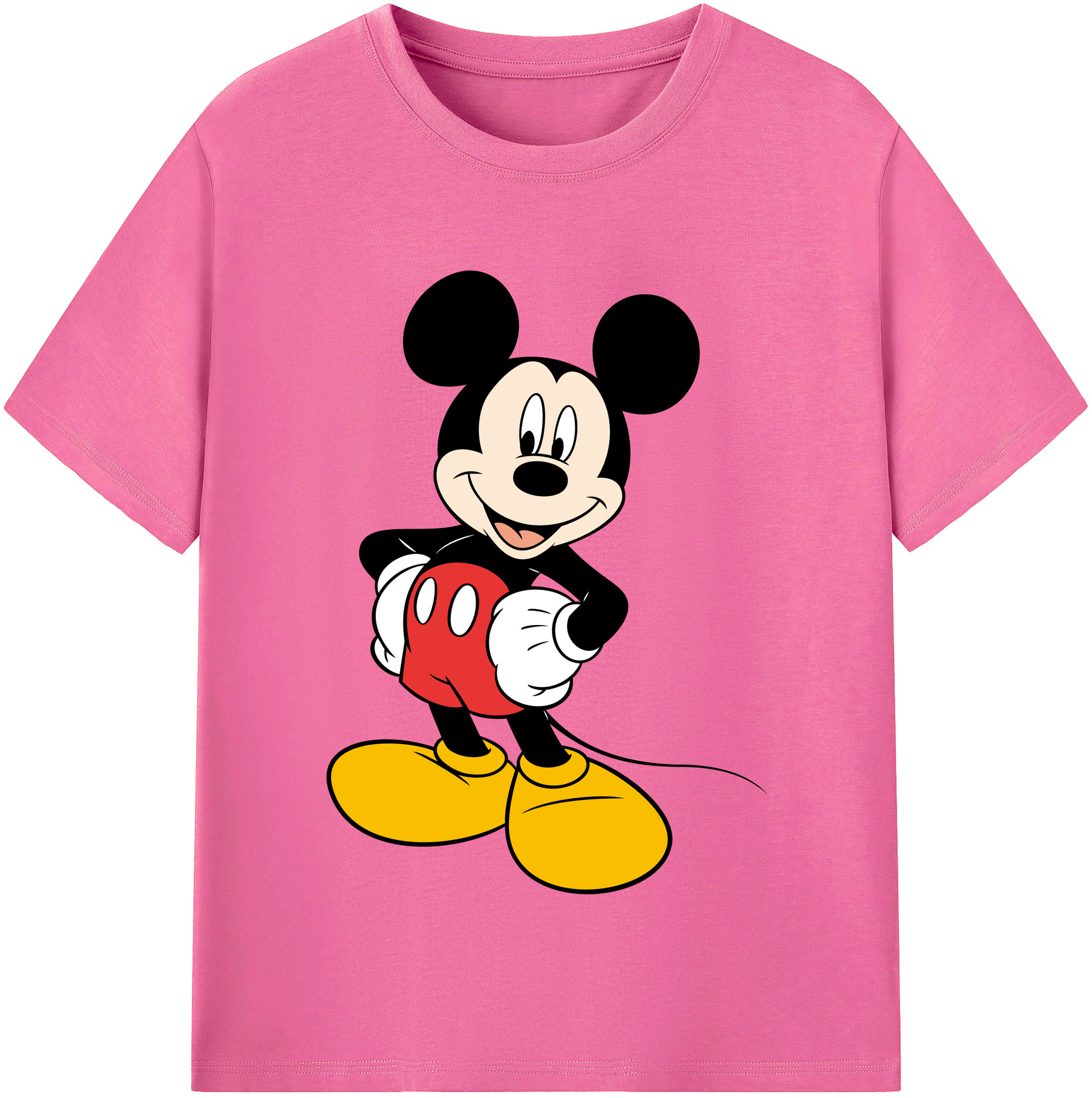 （画像用） ミッキーマウス Mickey Mouse レディースカジュアルプリントTシャツ（綿100％）